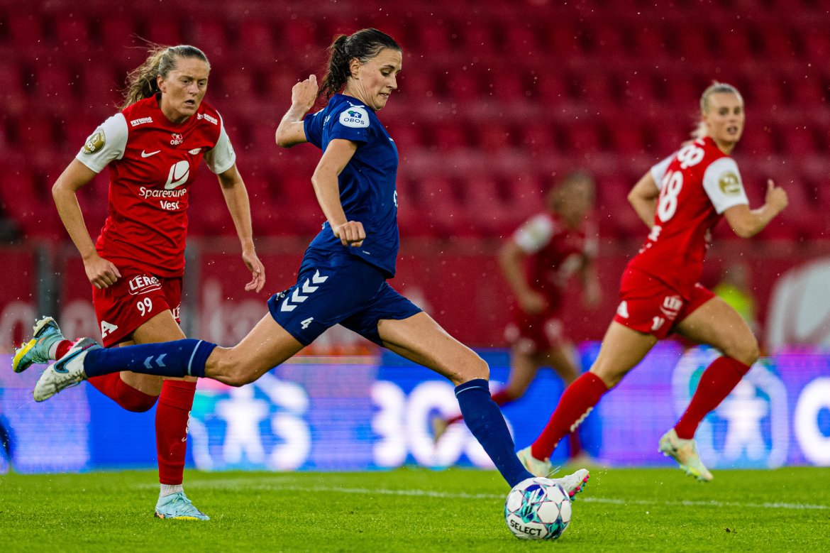 Skjelstad Jensen mot Brann på Brann Stadion i 2023. Foto: Marius Simensen / BILDBYRÅN
